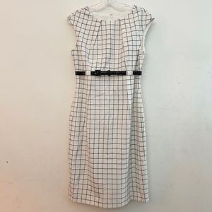 Calvin Klein dress, white windowpane pattern, size 8